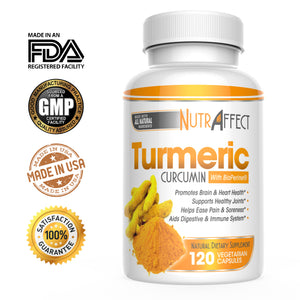 Nutraffect Turmeric Curcumin Supplement with Bioperine - 120 Capsules